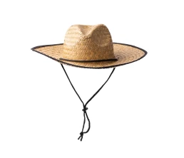 Шляпа из натуральной соломы MUNDAK/СИЕСТА с регулируемой завязкой, бежевый/черный