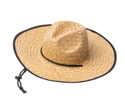 Шляпа из натуральной соломы MUNDAK/СИЕСТА с регулируемой завязкой, бежевый/черный