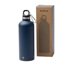 Бутылка LUWAK/ЛЮВАК из переработанной нержавеющей стали с карабином, синий нейви