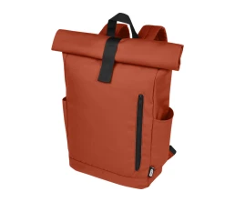 Рюкзак Байрон 15,6" объемом 18 л со скручиваемым верхом, изготовленный из переработанного ПЭТ по стандарту GRS, кирпичный