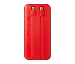 Внешний аккумулятор со встроенными кабелями «Фрэйм», 10000мач, красный