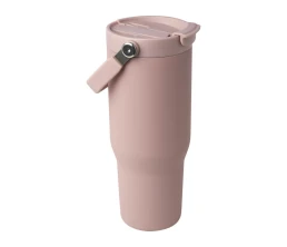 Термостакан Bronx/Бронкс объемом 900 мл из меди и переработанной нержавеющей стали, сертифицированной по стандарту RCS, с вакуумной изоляцией и крышкой с двойной функцией - Пыльно-розовый