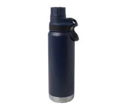 Бутылка для воды с вакуумной изоляцией Fortis/Фортис объемом 700 мл из меди и переработанной нержавеющей стали, сертифицированной по стандарту RCS, темно-синий