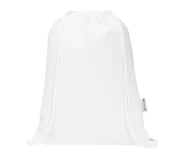 Oregon Blend сумка на шнурке из переработанного материала сертифицированного согласно GRS, плотностью 140 г/м², объемом 5 л - Белый