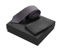 Подарочный набор Long River: обложка для паспорта, галстук, черная коробка