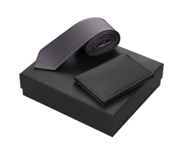 Подарочный набор Long River: обложка для паспорта, галстук (без лого Long River), черная коробка