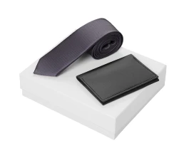 Подарочный набор Long River: обложка для паспорта, галстук (без лого Long River), белая коробка