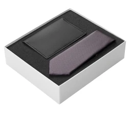 Подарочный набор Long River: обложка для паспорта, галстук (без лого Long River), белая коробка