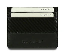 Портмоне для кредитных карт BUGATTI КОМЕТА | COMET, с защитой данных RFID, черное, натуральная воловья кожа, 10,2х0,2х8,2 см