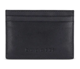 Портмоне для кредитных карт BUGATTI ЧЕРНАЯ МАГИЯ | BLACK MAGIC, с защитой данных RFID, черное, натуральная кожа козы, 10х0,5х7 см