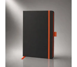 Блокнот "ColorNote Black", твердая обложка A5, 80 листов, черный с оранжевым