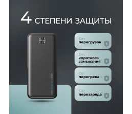 Внешний АКБ NRG Power V2 10000 мА-ч, 2A, 2xUSB, черный, Deppa