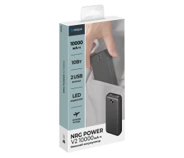 Внешний АКБ NRG Power V2 10000 мА-ч, 2A, 2xUSB, черный, Deppa