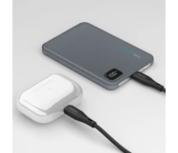 Внешний АКБ NRG MageSafe Alum 5000 мА-ч, 15Вт QI, серый, Deppa
