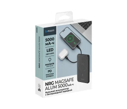 Внешний АКБ NRG MageSafe Alum 5000 мА-ч, 15Вт QI, серый, Deppa