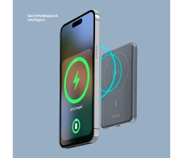 Внешний АКБ NRG MageSafe Alum 5000 мА-ч, 15Вт QI, серый, Deppa