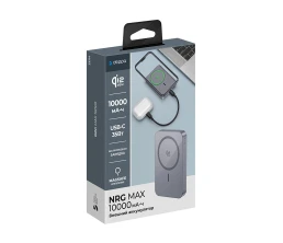 Внешний АКБ NRG Max Qi2.2 10000 мА-ч, 25Вт MageSafe, серый, Deppa