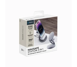 Беспроводная зарядная станция 3 в 1 MagSafe Rotation QI складная, графит, Deppa