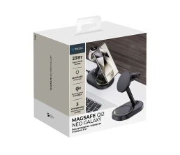 Беспроводная зарядная станция 3 в 1 MagSafe QI2 NEO Galaxy, черная, Deppa