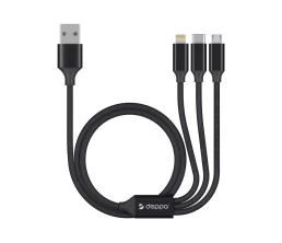 Дата-кабель 3 в 1: micro USB, USB-C, Ligthning, алюминий, 1.2м, черный, Deppa