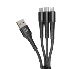 Дата-кабель Armor 3 в 1: micro USB, USB-C, Ligthning, 1.2м, черный, Deppa
