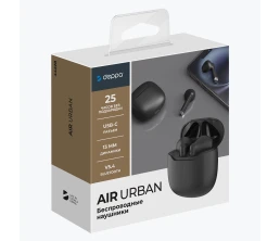 Беспроводные наушники с микрофоном Air Urban, TWS, BT 5.3, 320 мАч, черный, Deppa