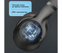 Беспроводные накладные наушники Stereo Ultra ANC, BT 5.4, ANC/ENC, 500мАч, черный, Deppa