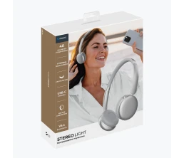 Беспроводные накладные наушники Stereo Light, BT 5.4, 300 мАч, cеребристый, Deppa
