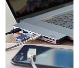 USB-C адаптер для MacBook 7-в-1, серебро, Deppa