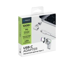 Адаптер USB-С - USB-C, магнитный, белый, Deppa