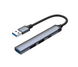 USB-хаб USB-A 3.0 + 2xUSB-A 2.0 + USB-C, серый, Deppa