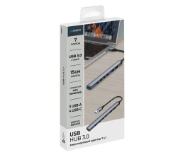 USB-хаб USB-A 3.0 + 2xUSB-A 2.0 + 4xUSB-C, серый, Deppa