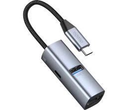 USB-хаб 3 в 1 USB-C - USB-A3.0 + USB-C PD100Вт + HDMI, серый, Deppa