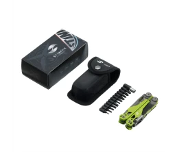 Мультитул Stinger, 107 х 19 мм, 19 функций, сталь, салатовый корпус, стоунвош, в картонной коробке, в комплекте нейлоновый чехол