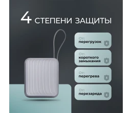 Внешний АКБ NRG Turbo Cable 10000 mAh, 22,5Вт, графит, Deppa