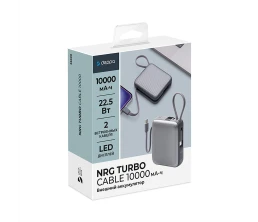 Внешний АКБ NRG Turbo Cable 10000 mAh, 22,5Вт, графит, Deppa