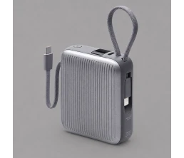 Внешний АКБ NRG Turbo Cable 10000 mAh, 22,5Вт, графит, Deppa