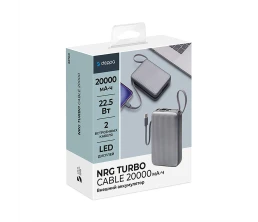 Внешний АКБ NRG Turbo Cable 20000 mAh, 22,5Вт, графит, Deppa