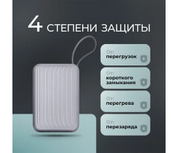 Внешний АКБ NRG Turbo Cable 20000 mAh, 22,5Вт, графит, Deppa