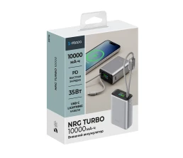 Внешний АКБ NRG Turbo 10000 мА-ч, 35Вт вых, цветной дисплей, серый, Deppa