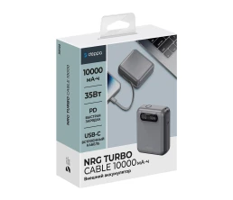Внешний АКБ NRG Turbo Cable 10000 mAh, 35Вт, графит, Deppa