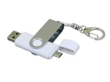 Флешка с поворотным механизмом, c дополнительным разъемом Micro USB — фото 2