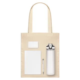 Подарочный набор Велком Пак (Welcome Pack), белый (бутылка, ежедневник, ручка, ЗУ — фото 1