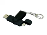 Флешка с поворотным механизмом, c дополнительным разъемом Micro USB — фото 2