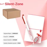 Набор подарочный SILENT-ZONE: бизнес-блокнот, ручка, наушники, коробка, стружка, бело — фото 9