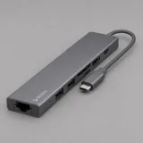 USB Type-C хаб 7-в-1, HDMI, Power Delivery, 2xUSB 3.0, RJ45, microSD/SD — фото 1