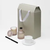 Подарочный набор Мокко, Мизу (Mokko, Mizu), бежевый (чайная пара, свеча — фото 2