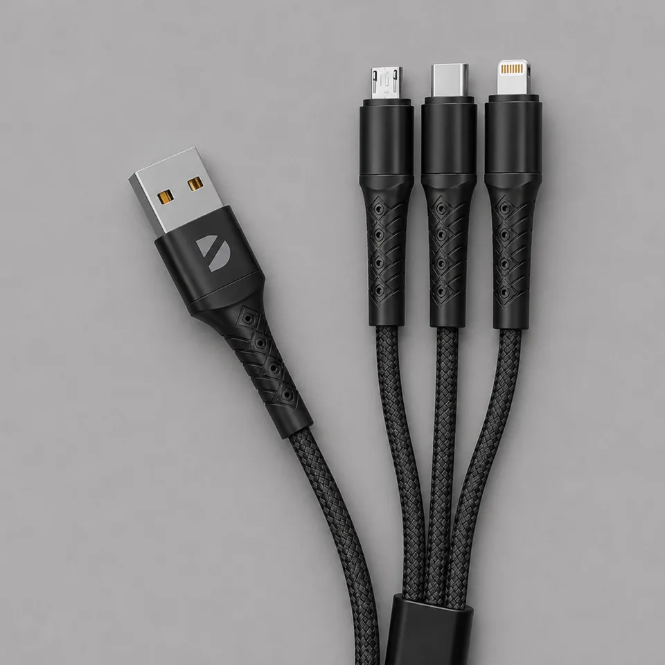 Дата-кабель Armor 3 в 1: micro USB, USB-C, Ligthning, 1.2м