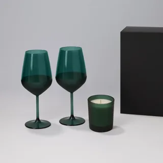 Подарочный набор свеча Энигма (Enigma) + 2 бокала для вина Эмеральд (Emerald) в — фото 1