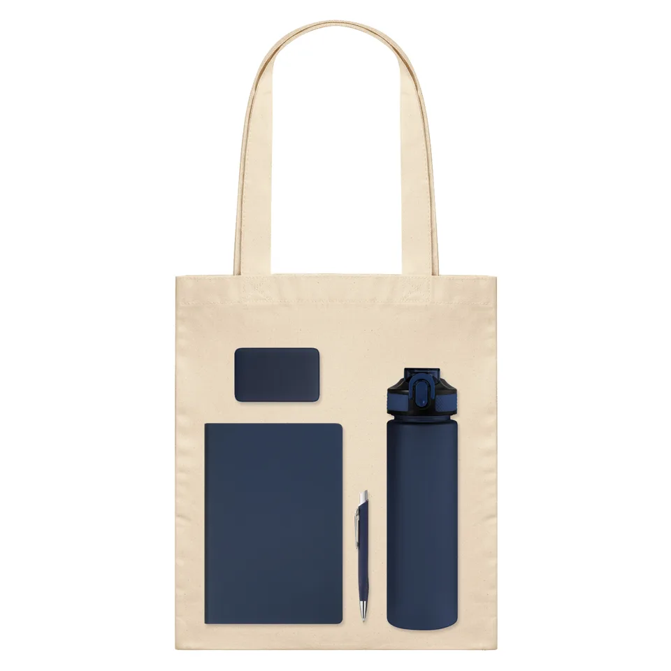 Подарочный набор Велком Пак (Welcome Pack), синий (бутылка, ежедневник, ручка, ЗУ